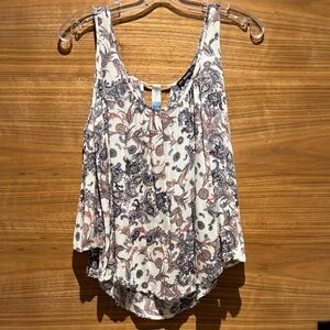 Bershka Paisley Print Tank Top - Cream and Black